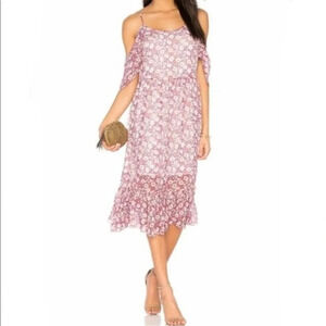 Rebecca Minkoff Buffy Poppy Floral Cold Shoulder Midi Dress Size Medium